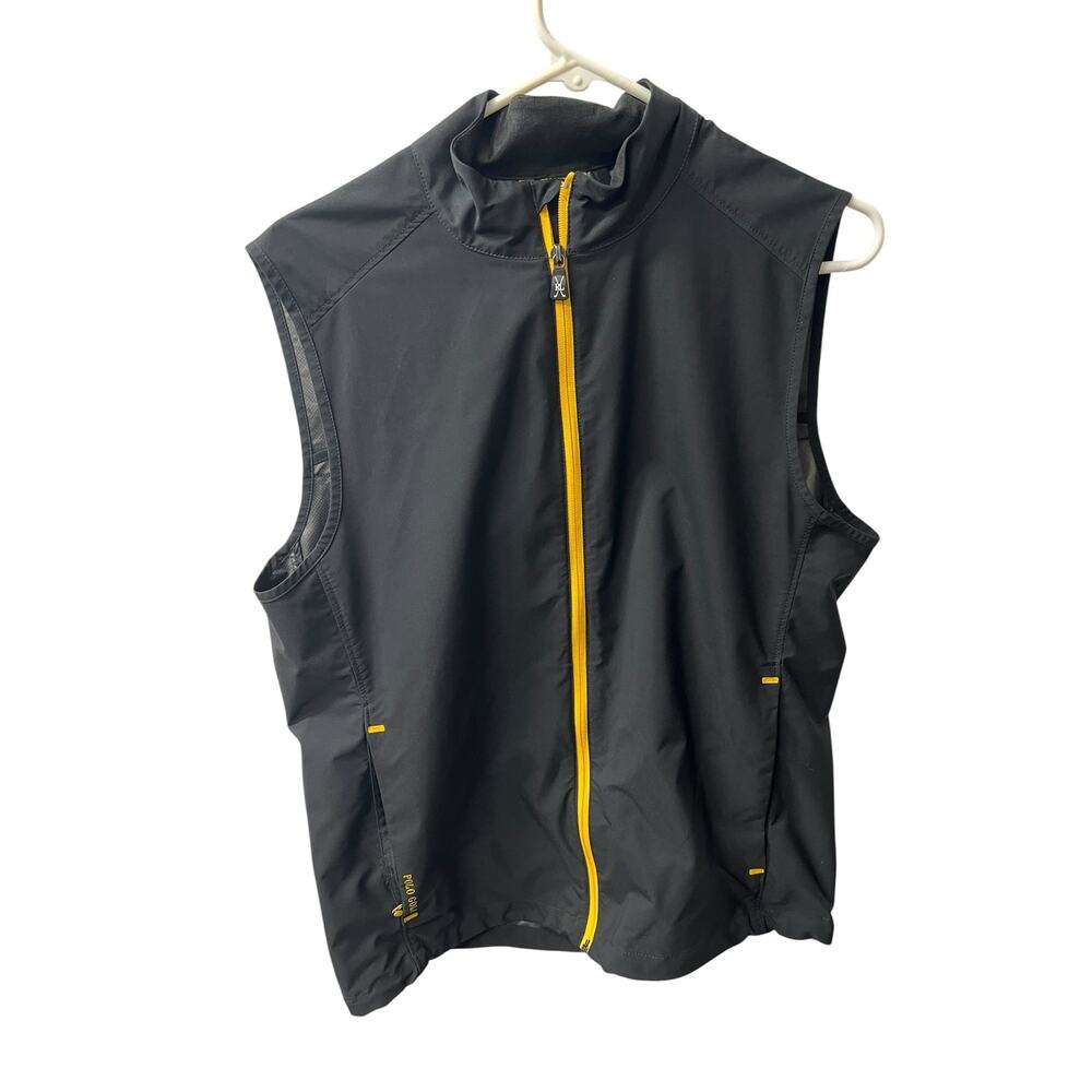 Polo Golf Ralph Lauren Vest Men Small Black Full Zip Packable Windbreaker
